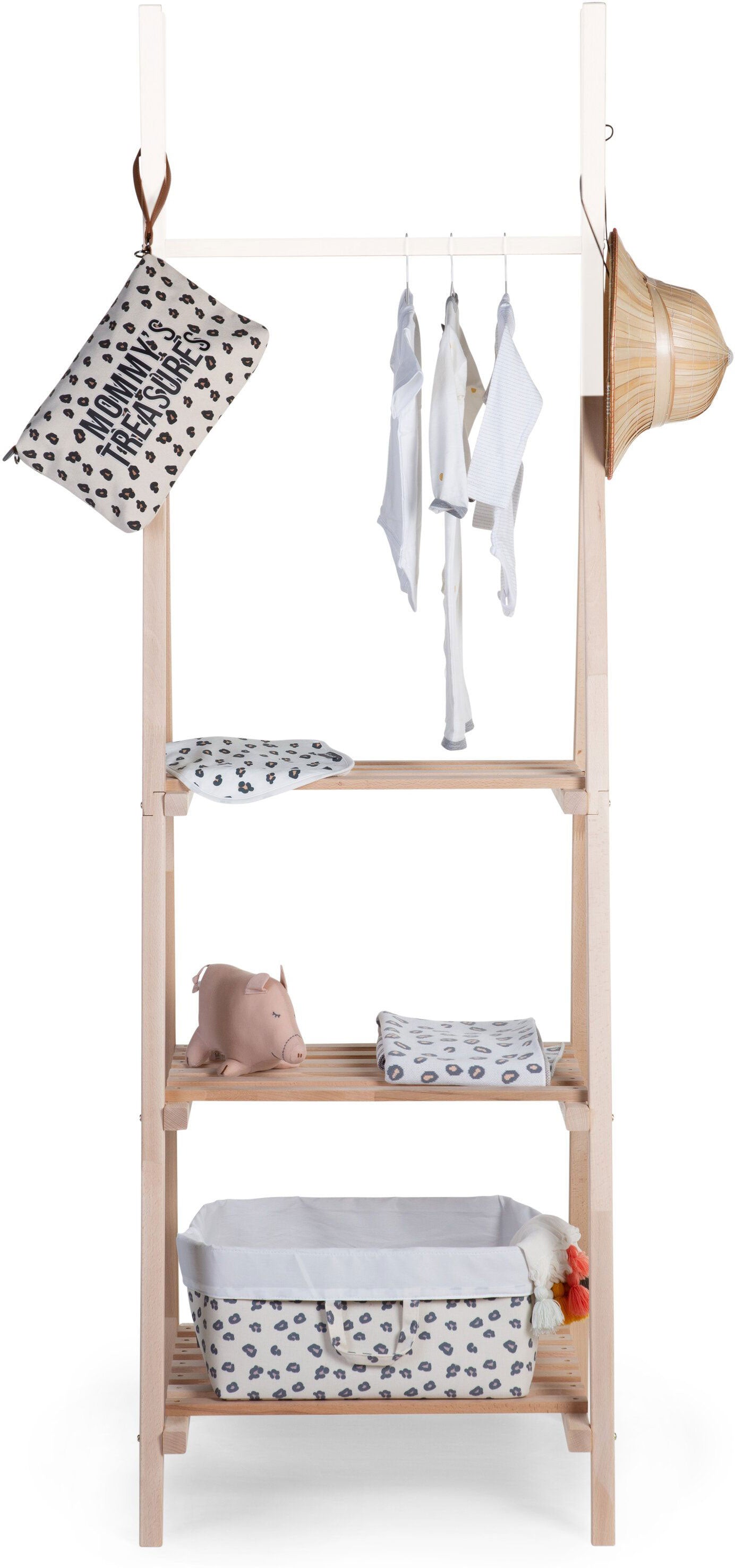 Tipi Clothing Rail with Shelves Natural & White - ChildHome