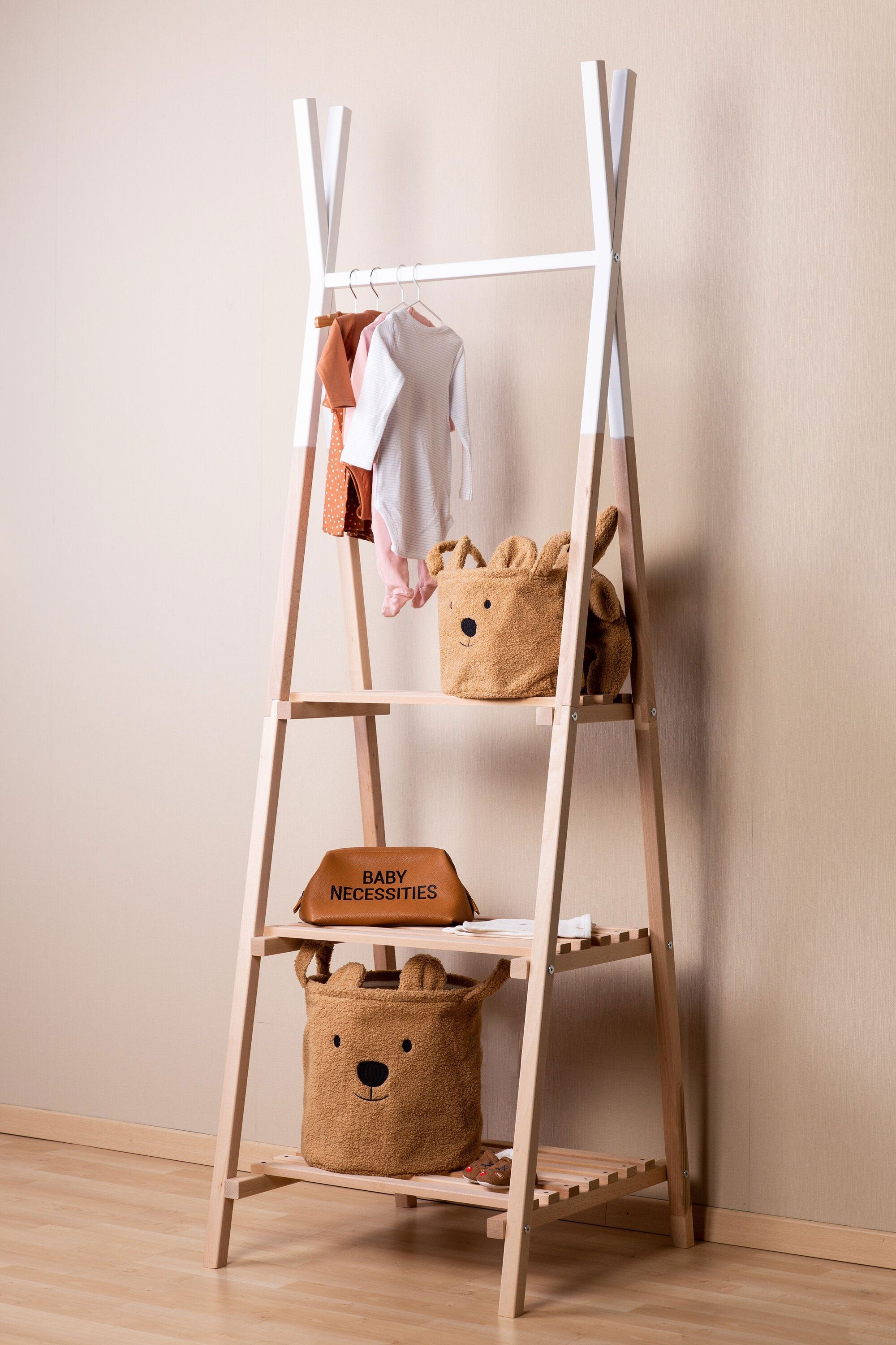 Tipi Clothing Rail with Shelves Natural & White - ChildHome