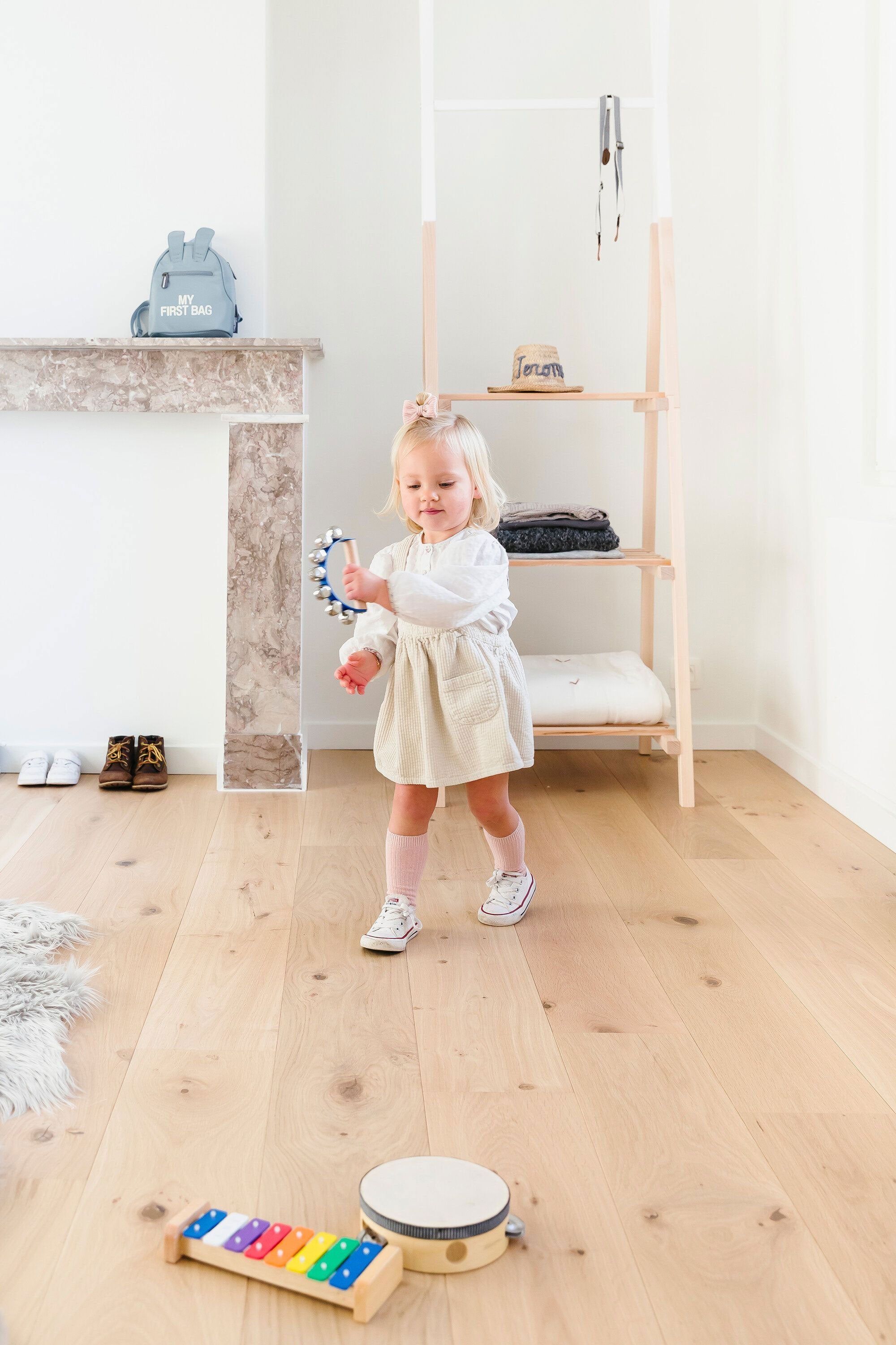 Tipi Clothing Rail with Shelves Natural & White - ChildHome