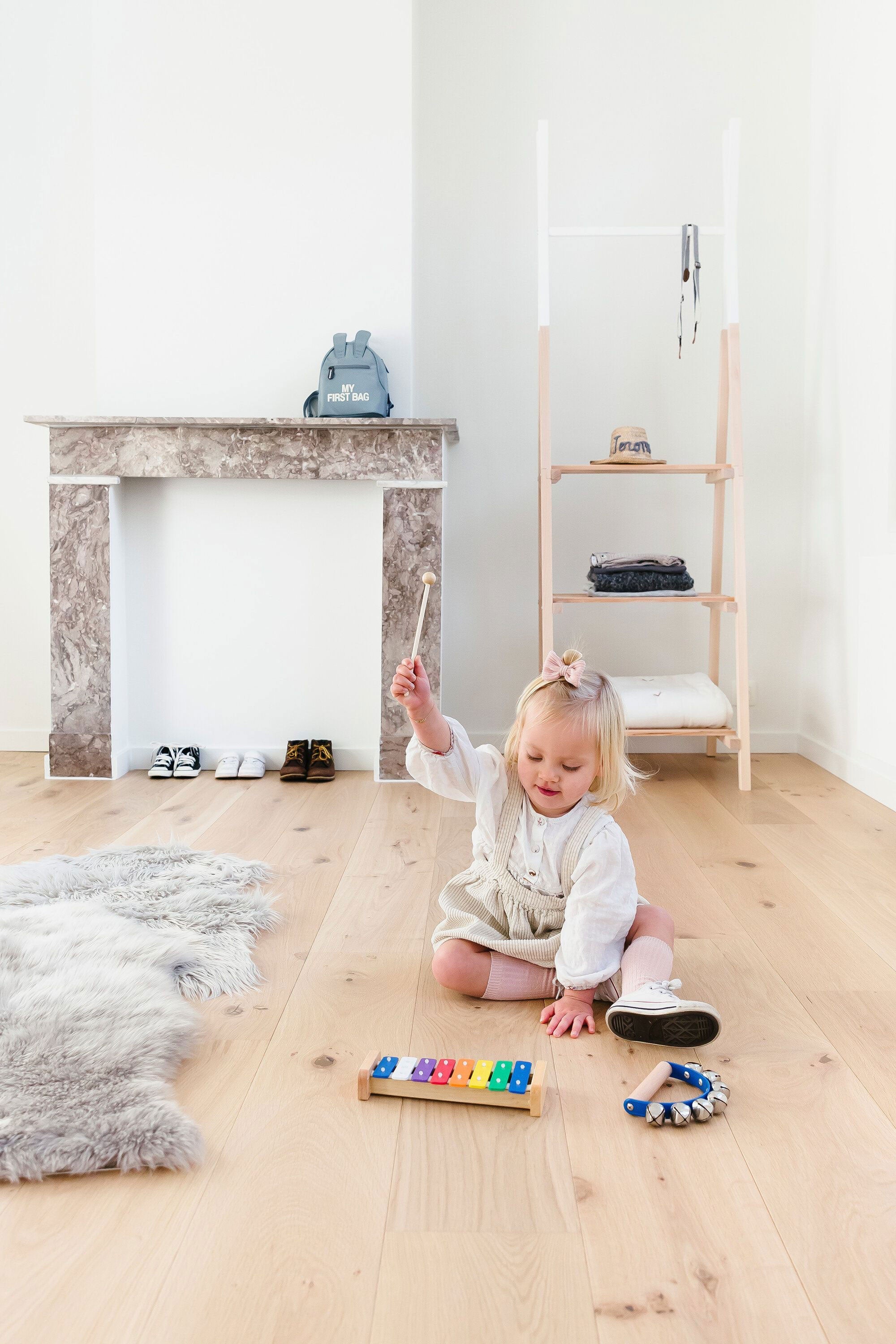 Tipi Clothing Rail with Shelves Natural & White - ChildHome