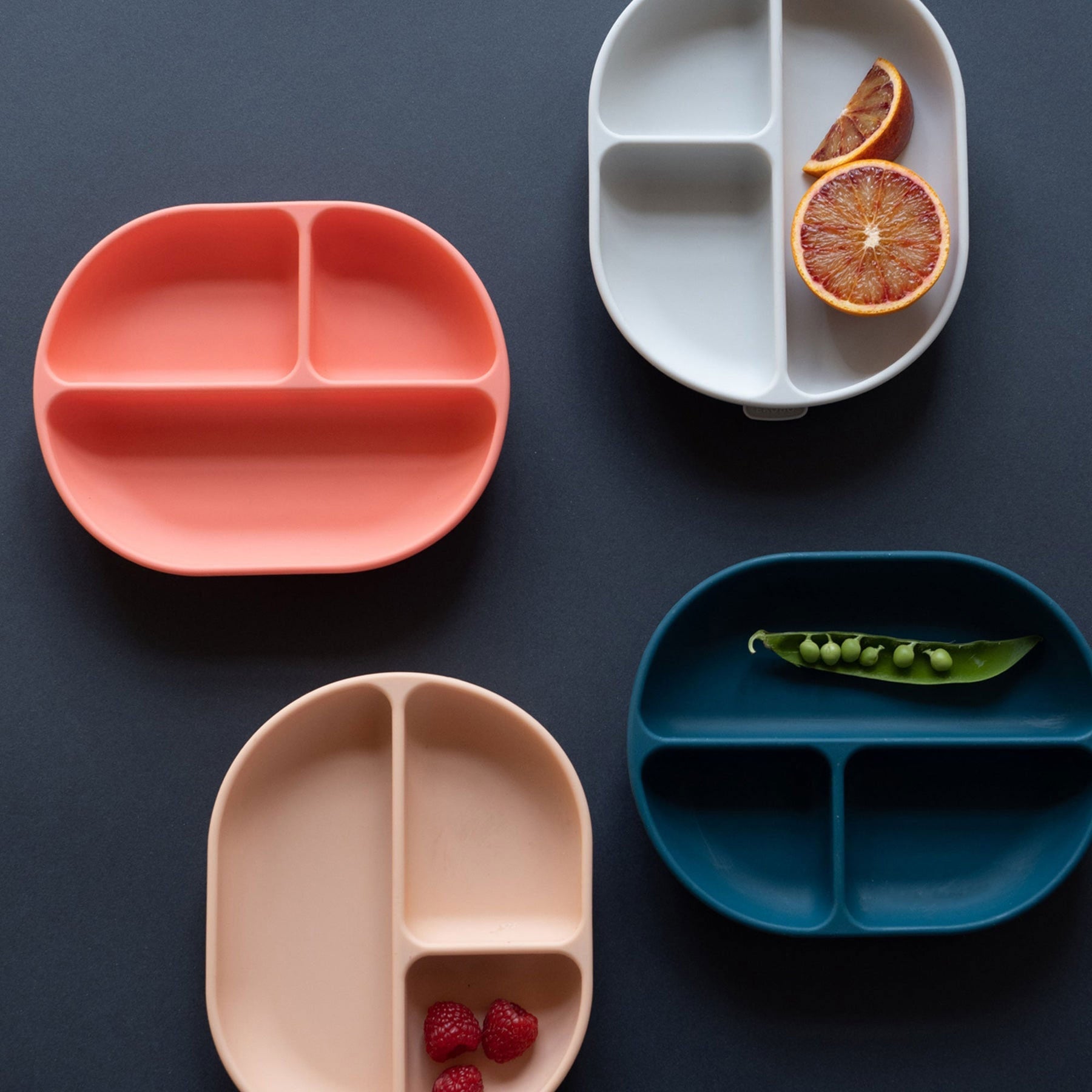 Silicone Divided Suction Plate Coral - Ekobo