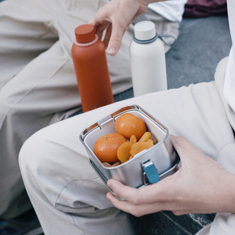 Stainless Steel Lunch Box with heat safe insert Blue Abyss
