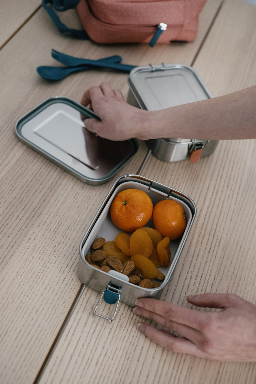Stainless Steel Lunch Box with heat safe insert Blue Abyss