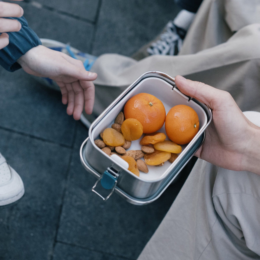 Stainless Steel Lunch Box with heat safe insert Blue Abyss