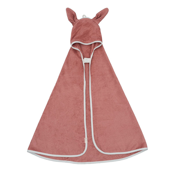 Hooded Baby Towel Bunny Rose Clay - Fabelab
