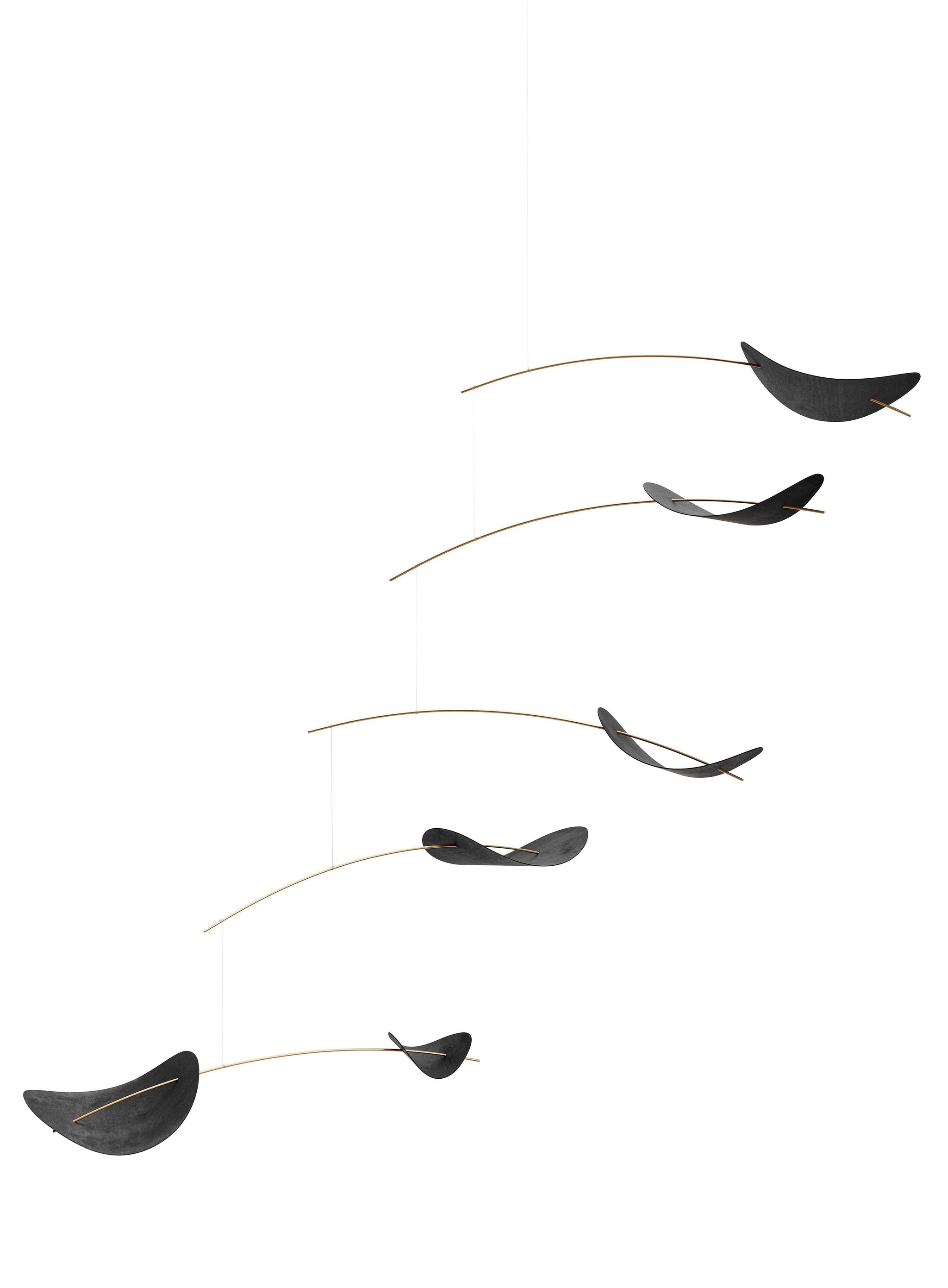 Drifting Clouds Black Wooden Mobile - Flensted Mobiles