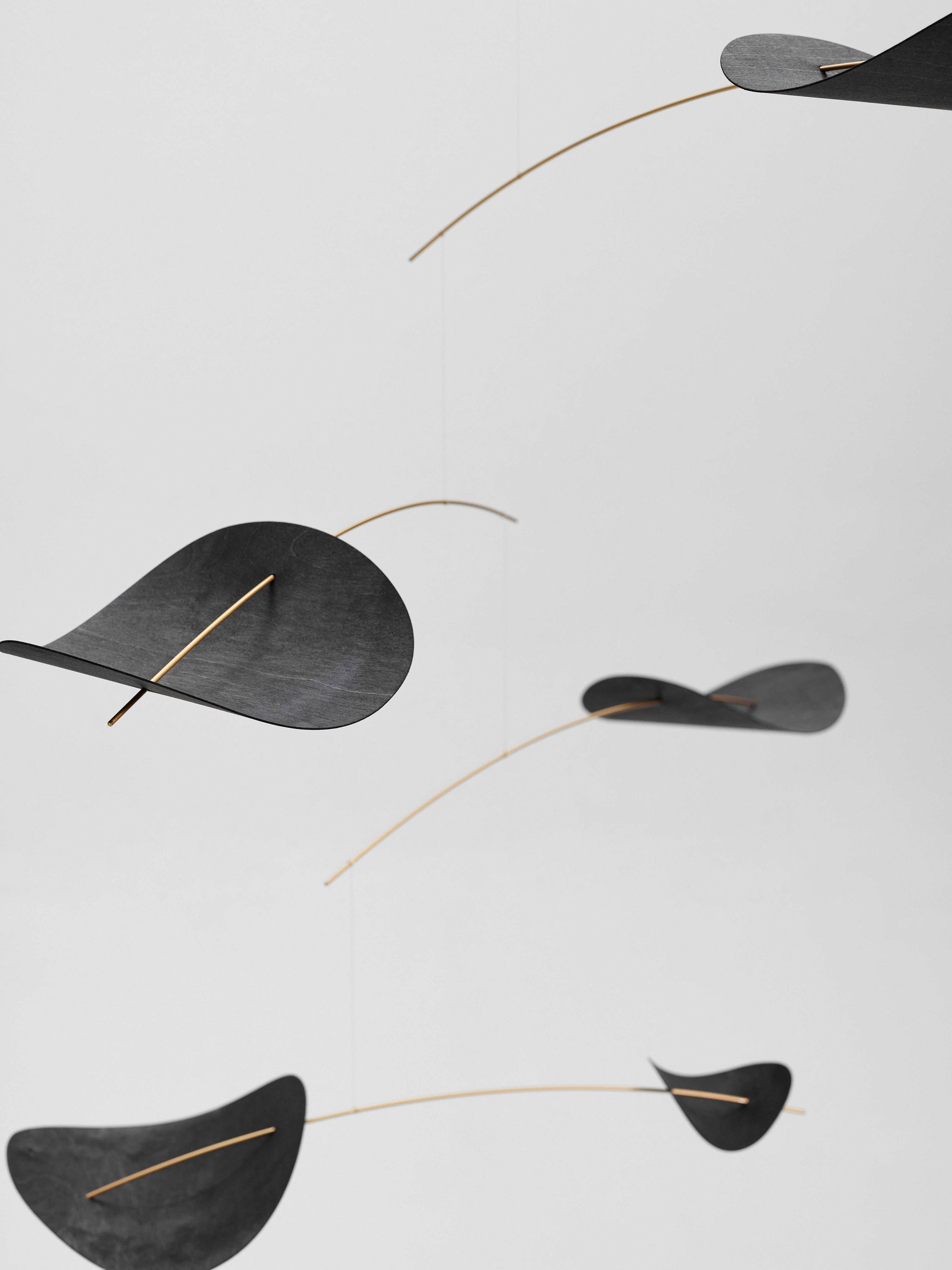 Drifting Clouds Black Wooden Mobile - Flensted Mobiles