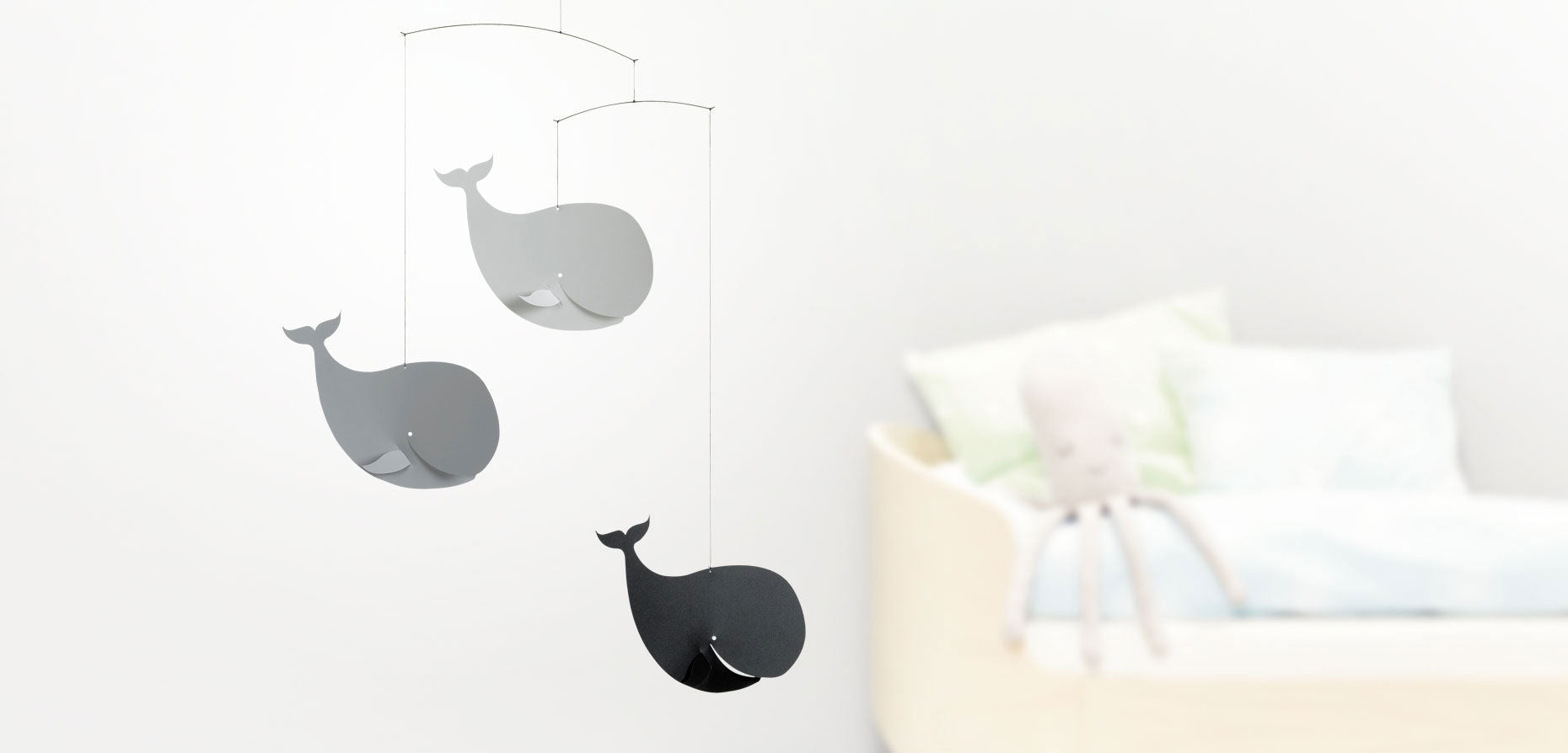 Happy Whales Black/Grey Mobile - Flensted Mobiles