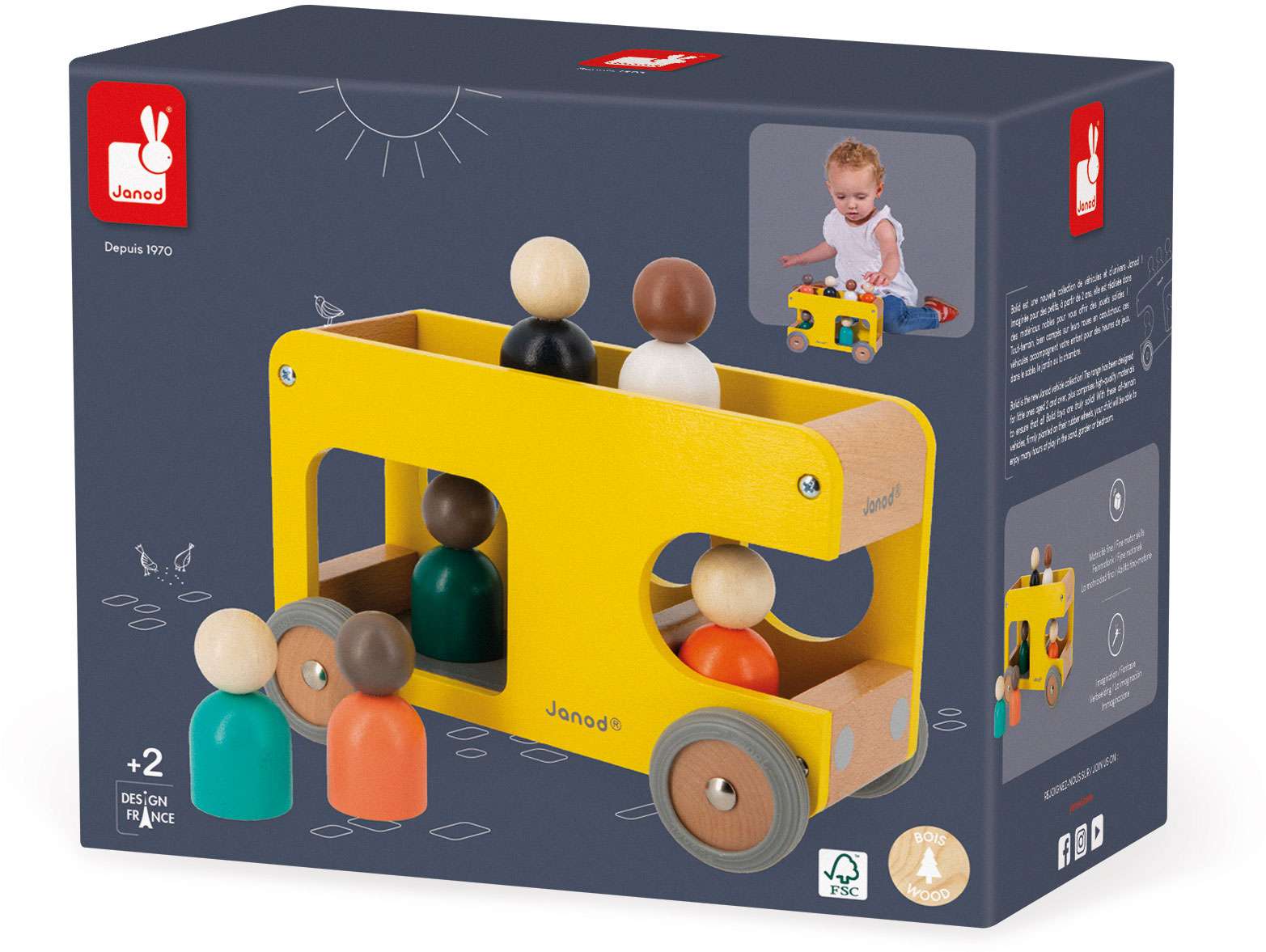 Bolid Wooden Yellow School Bus - Janod