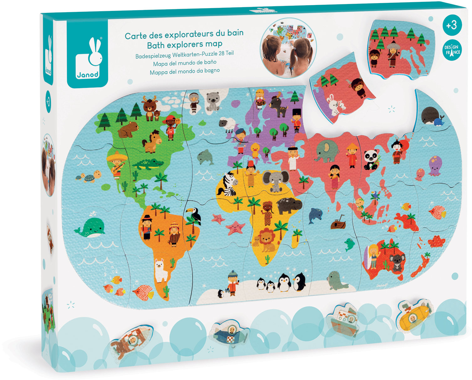 Explorers Puzzle Map Bath Toy - Janod