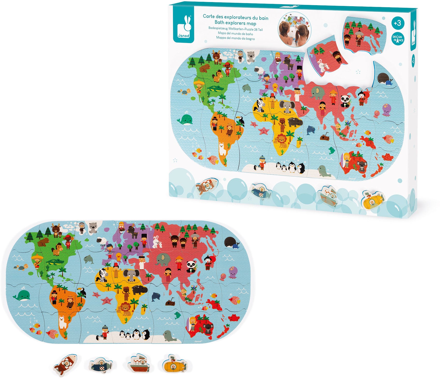 Explorers Puzzle Map Bath Toy - Janod