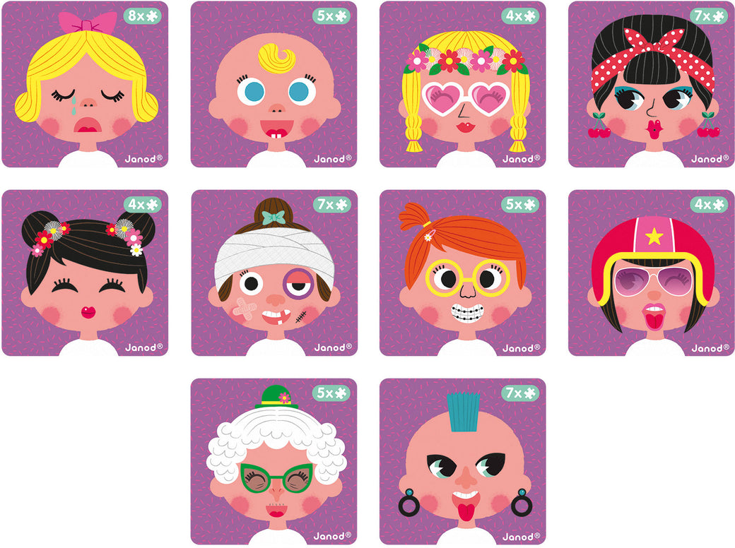 Magnetibook Crazy Faces Girls - Janod
