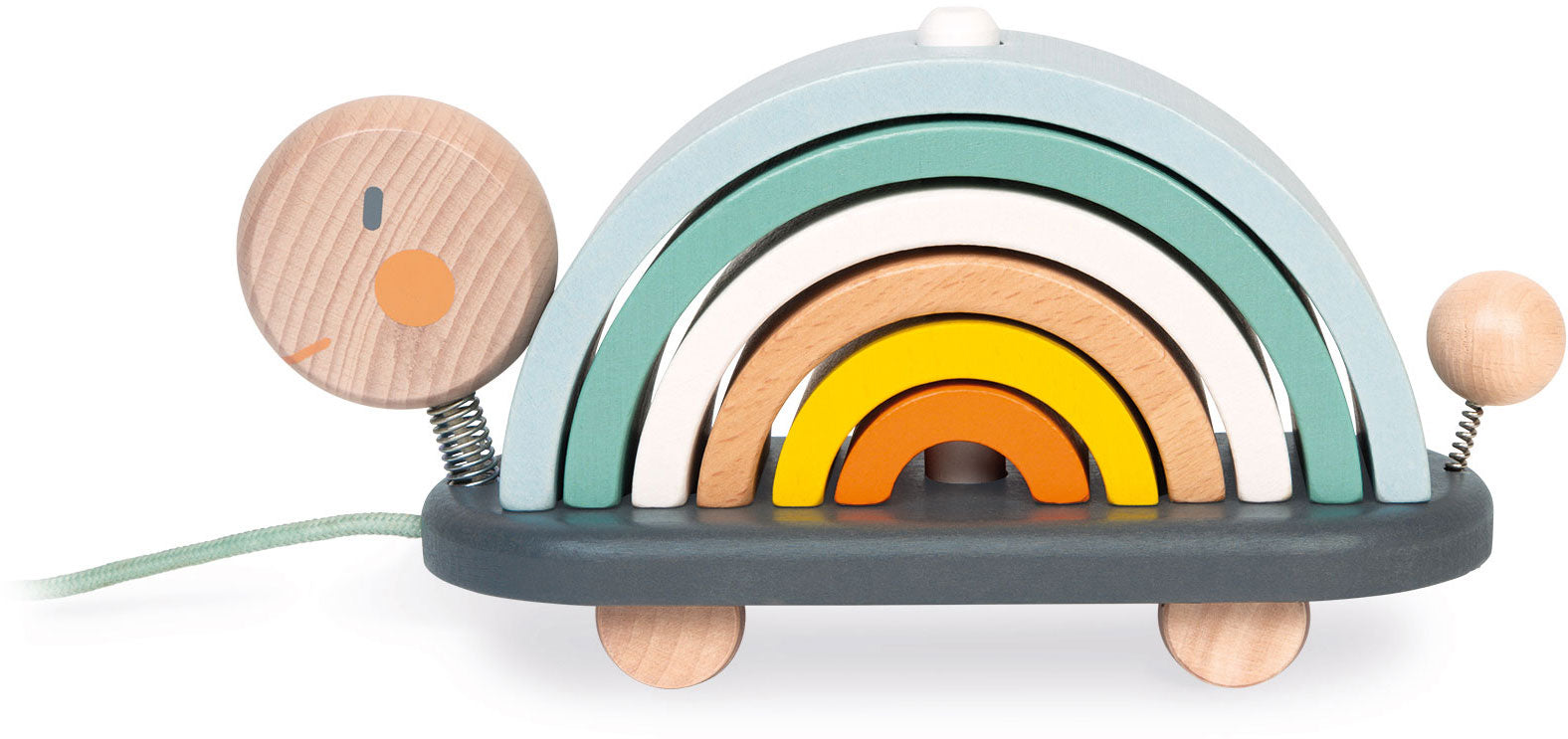 Rainbow Turtle Wooden Stacking and Pulling Toy - Janod