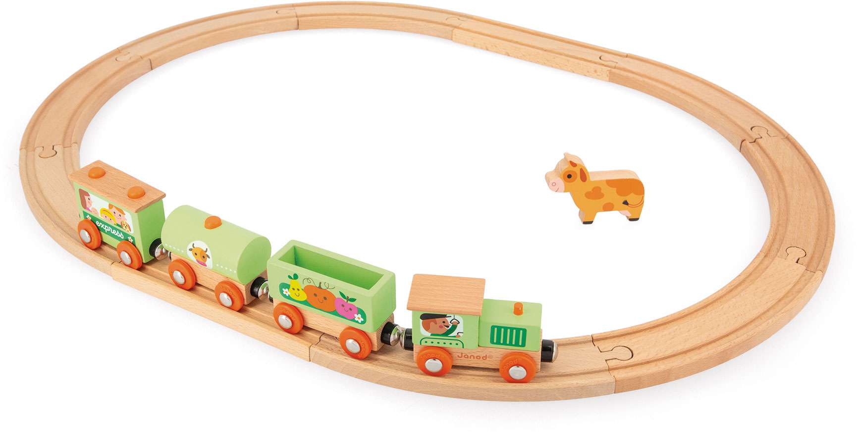 Story Farm Wooden Train Set with Tracks - Janod