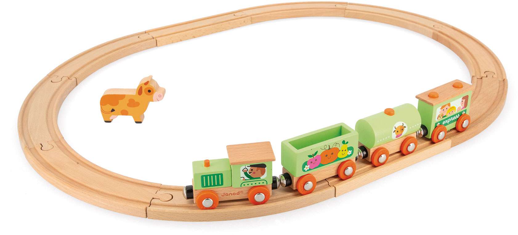 Story Farm Wooden Train Set with Tracks - Janod