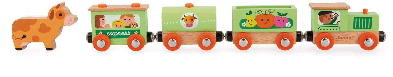 Story Farm Wooden Train Set with Tracks - Janod