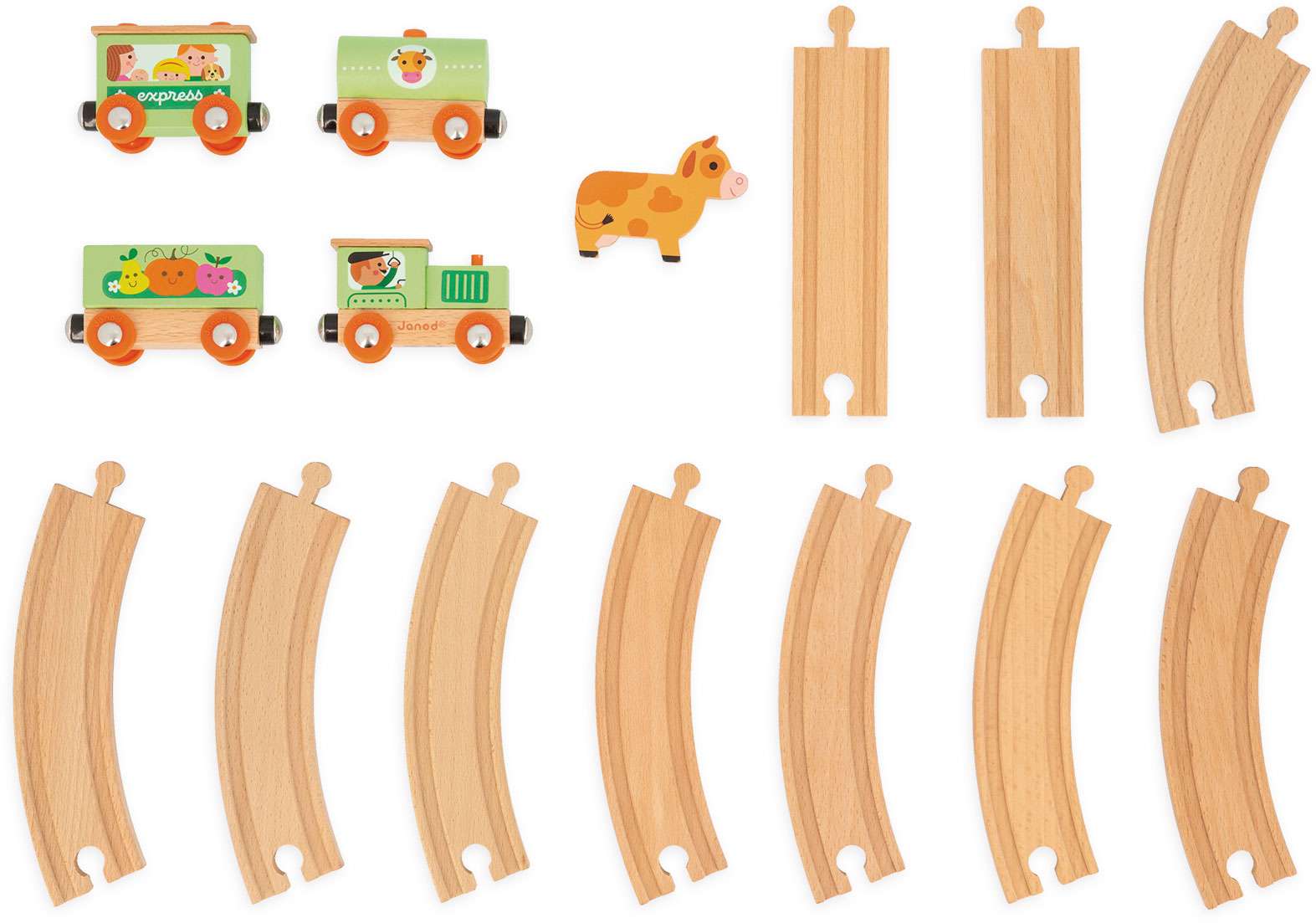 Story Farm Wooden Train Set with Tracks - Janod