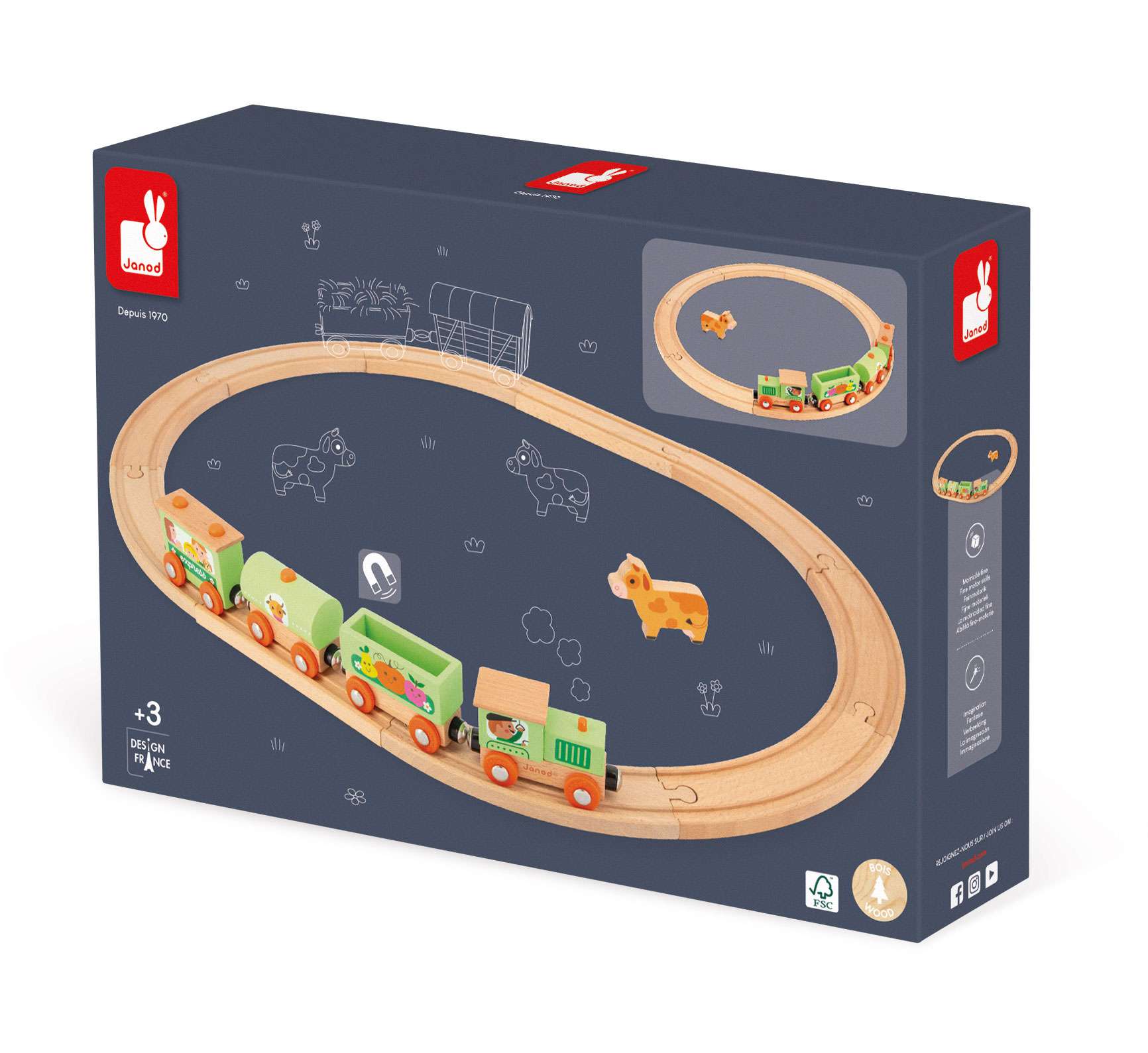 Story Farm Wooden Train Set with Tracks - Janod