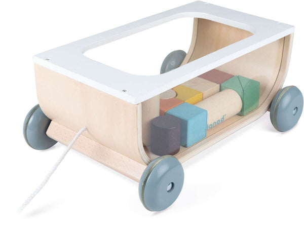 Sweet Cocoon Pull Wagon with Wooden Blocks - Janod