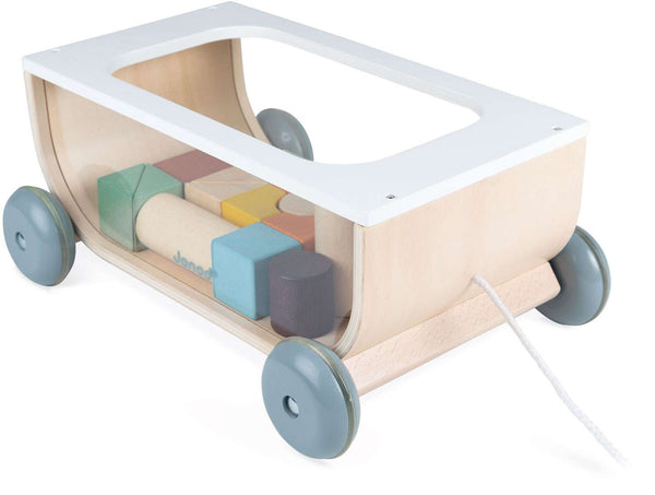Sweet Cocoon Pull Wagon with Wooden Blocks - Janod