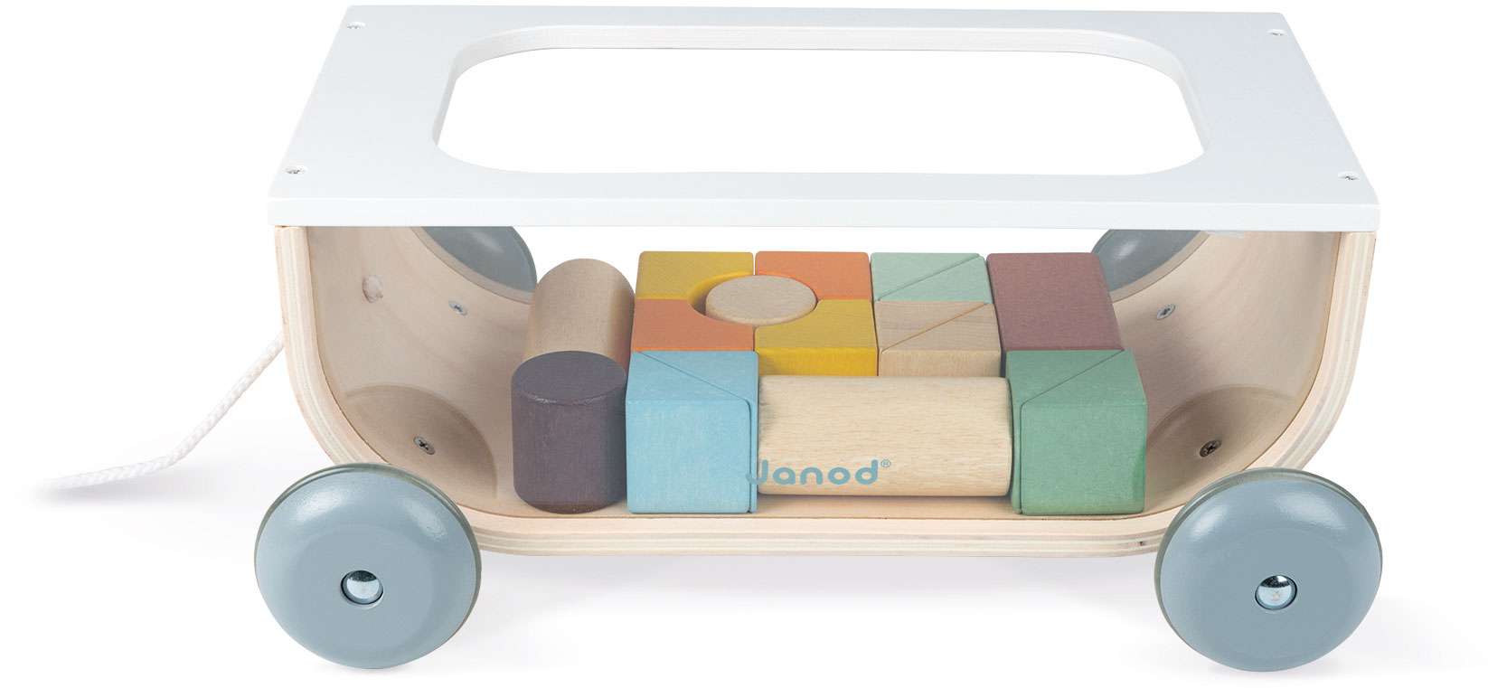 Sweet Cocoon Pull Wagon with Wooden Blocks - Janod