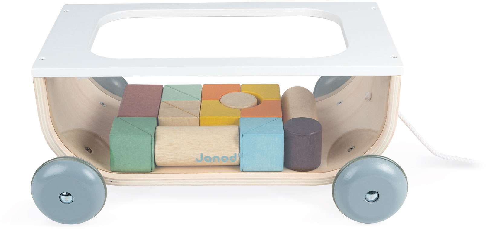 Sweet Cocoon Pull Wagon with Wooden Blocks - Janod