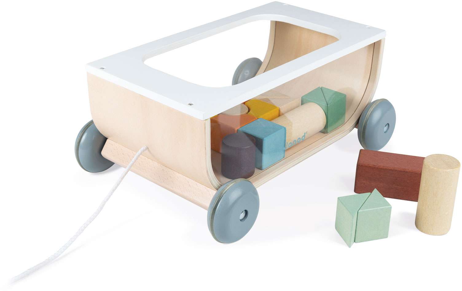 Sweet Cocoon Pull Wagon with Wooden Blocks - Janod