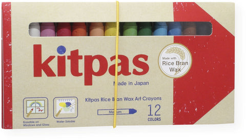 Natural Rice Wax Crayons Medium 12 Colours - Kitpas