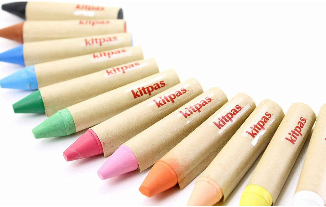 Natural Rice Wax Crayons Medium 12 Colours - Kitpas