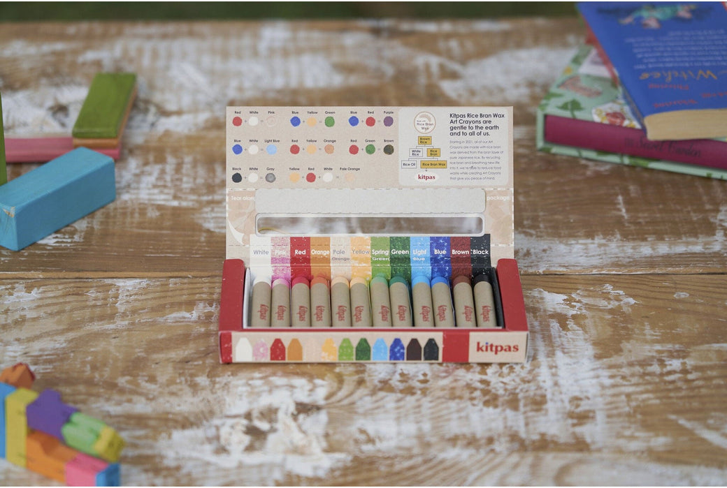 Natural Rice Wax Crayons Medium 12 Colours - Kitpas