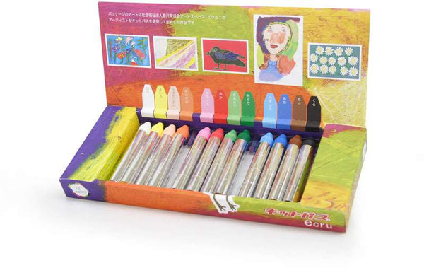Natural Rice Wax Crayons Ecru 12 Colours - Kitpas