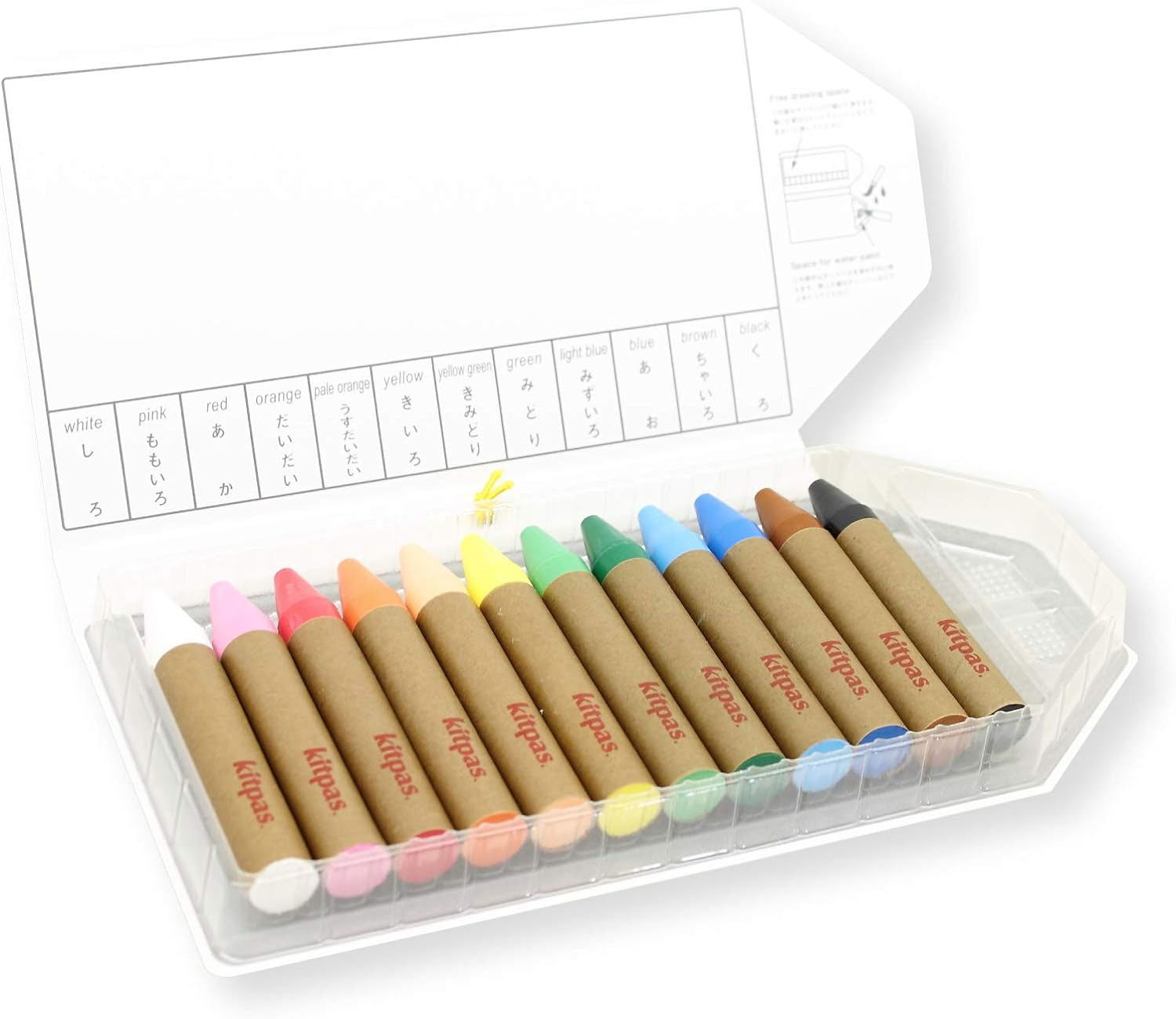 Natural Rice Wax Crayons Large 12 Colours - Kitpas