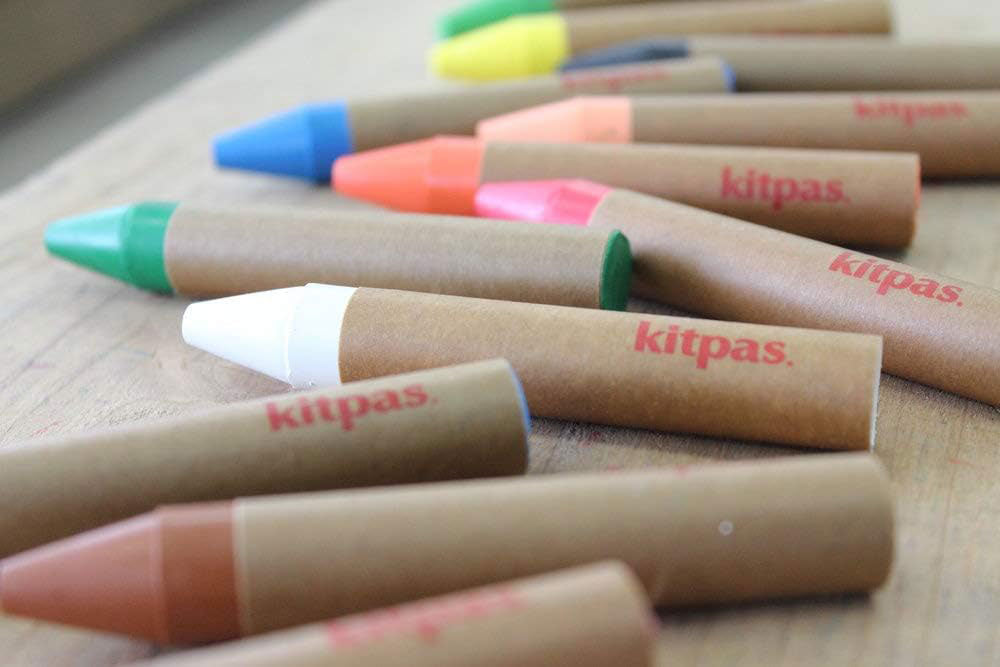 Natural Rice Wax Crayons Large 12 Colours - Kitpas