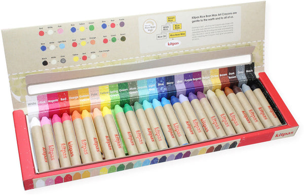 Natural Rice Wax Crayons Medium 24 Colours - Kitpas