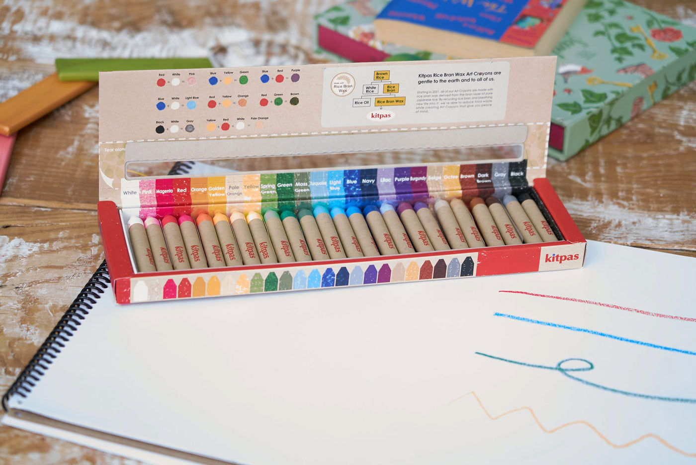 Natural Rice Wax Crayons Medium 24 Colours - Kitpas