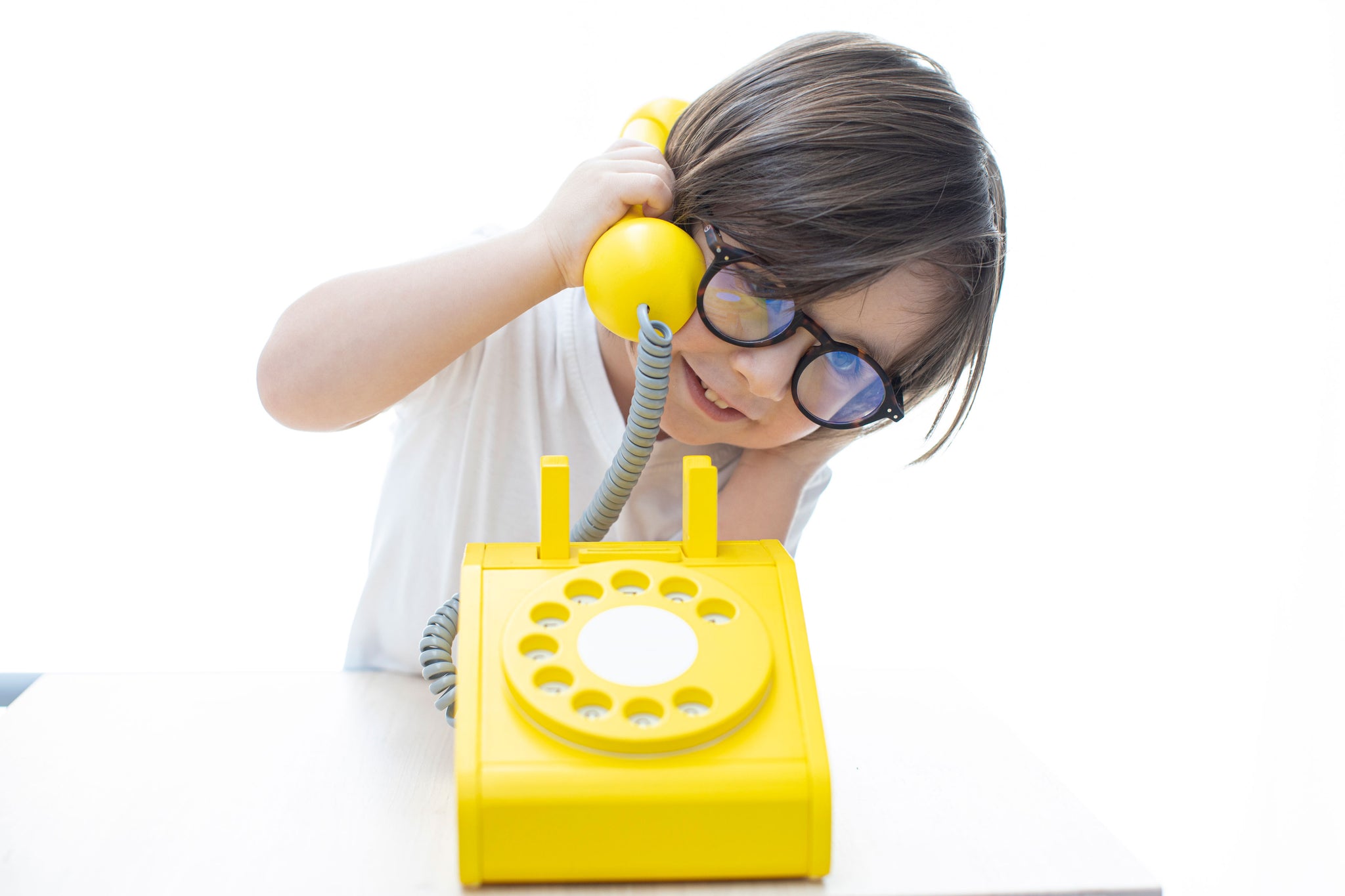 Yellow Wooden Retro Telephone - kiko & gg