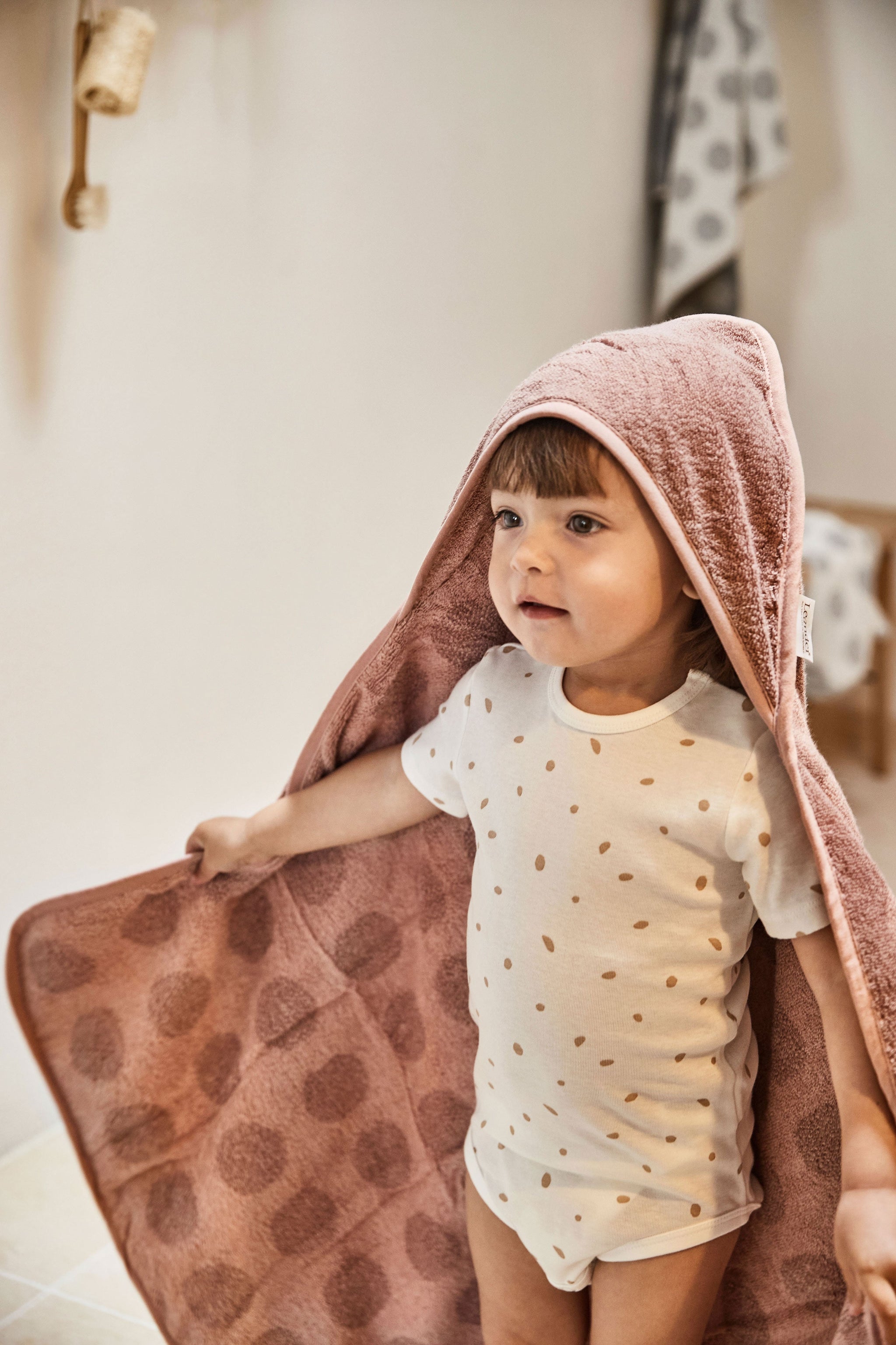 Hoodie Towel Wood Rose Dot - Leander