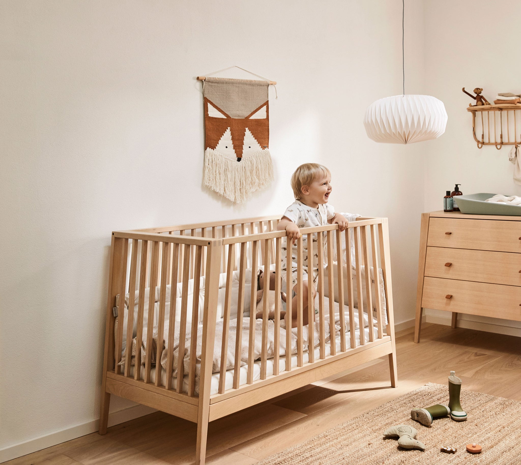 Linea Baby Cot Bed Natural Wood  - Leander