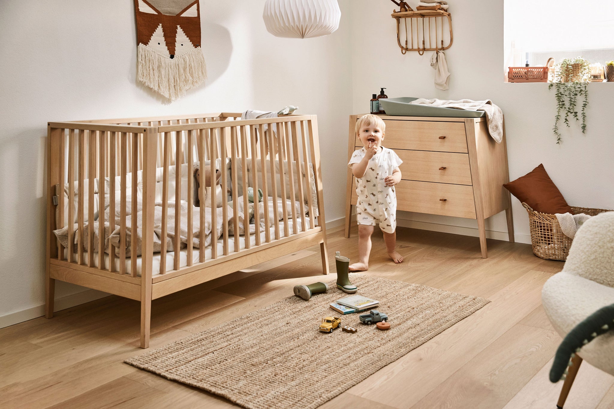 Linea Baby Cot Bed Natural Wood  - Leander