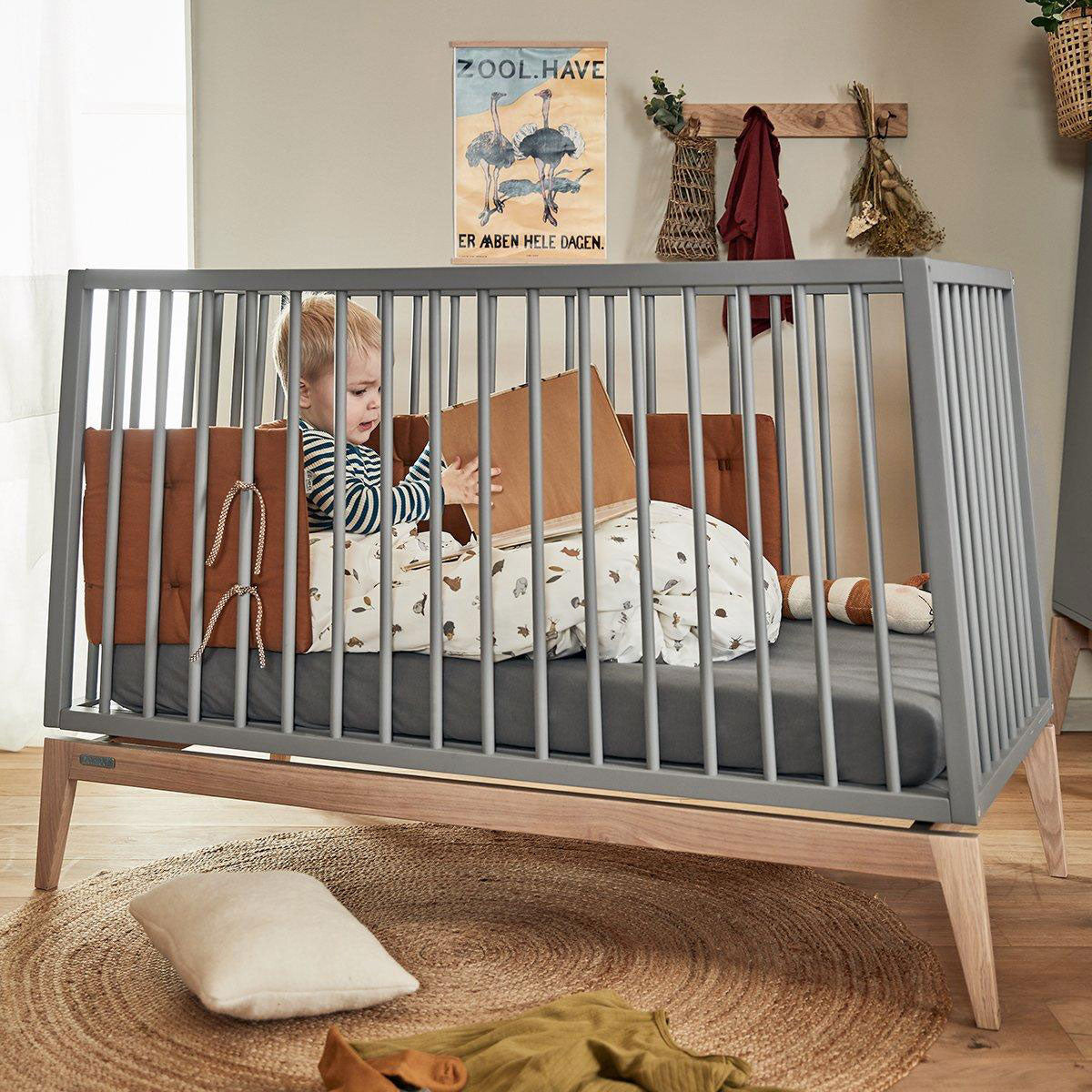 Luna Baby Cot Bed Grey - Leander