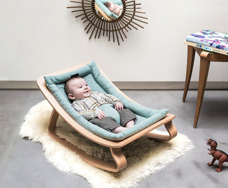 Levo Baby rocker Blue - Natural - Charlie Crane