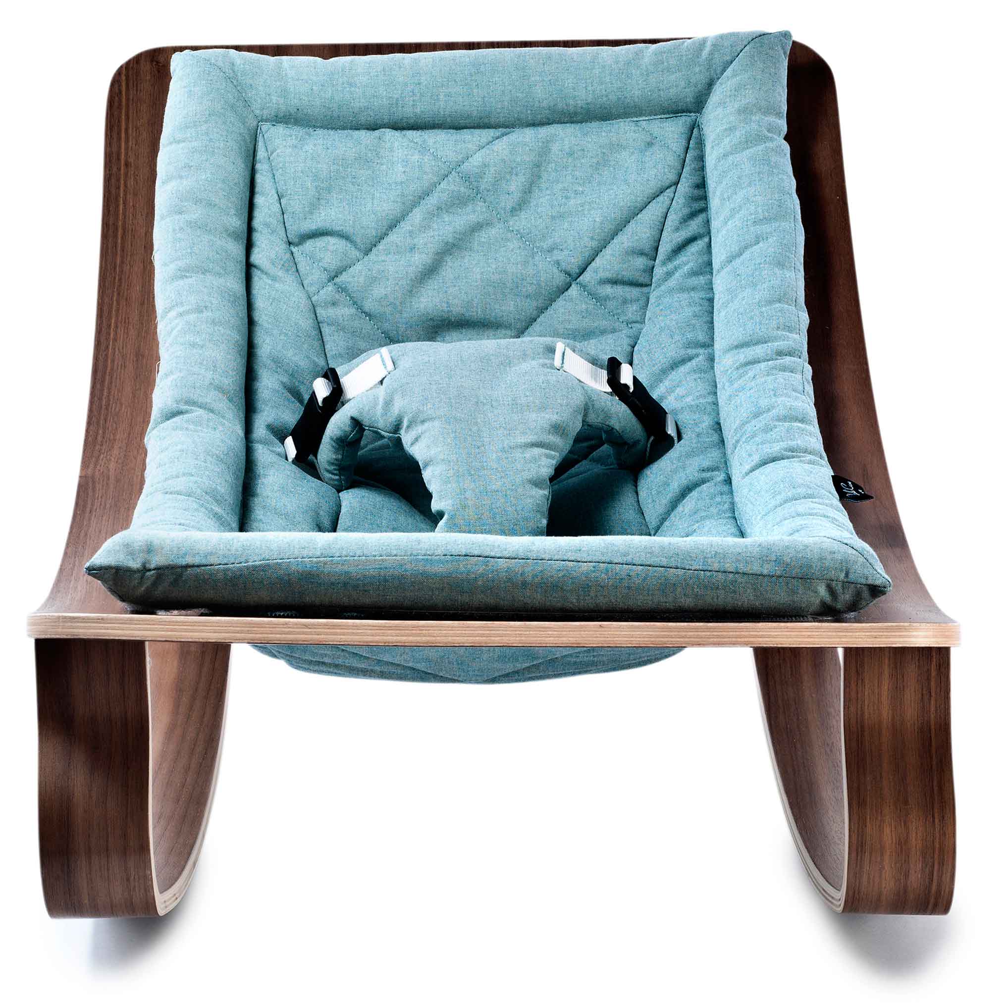 Levo Baby rocker Blue - Walnut - Charlie Crane