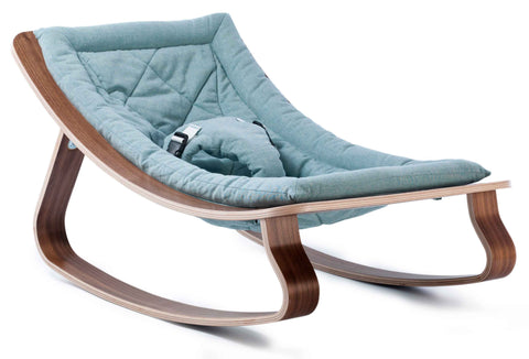 Levo Baby rocker Blue - Walnut - Charlie Crane