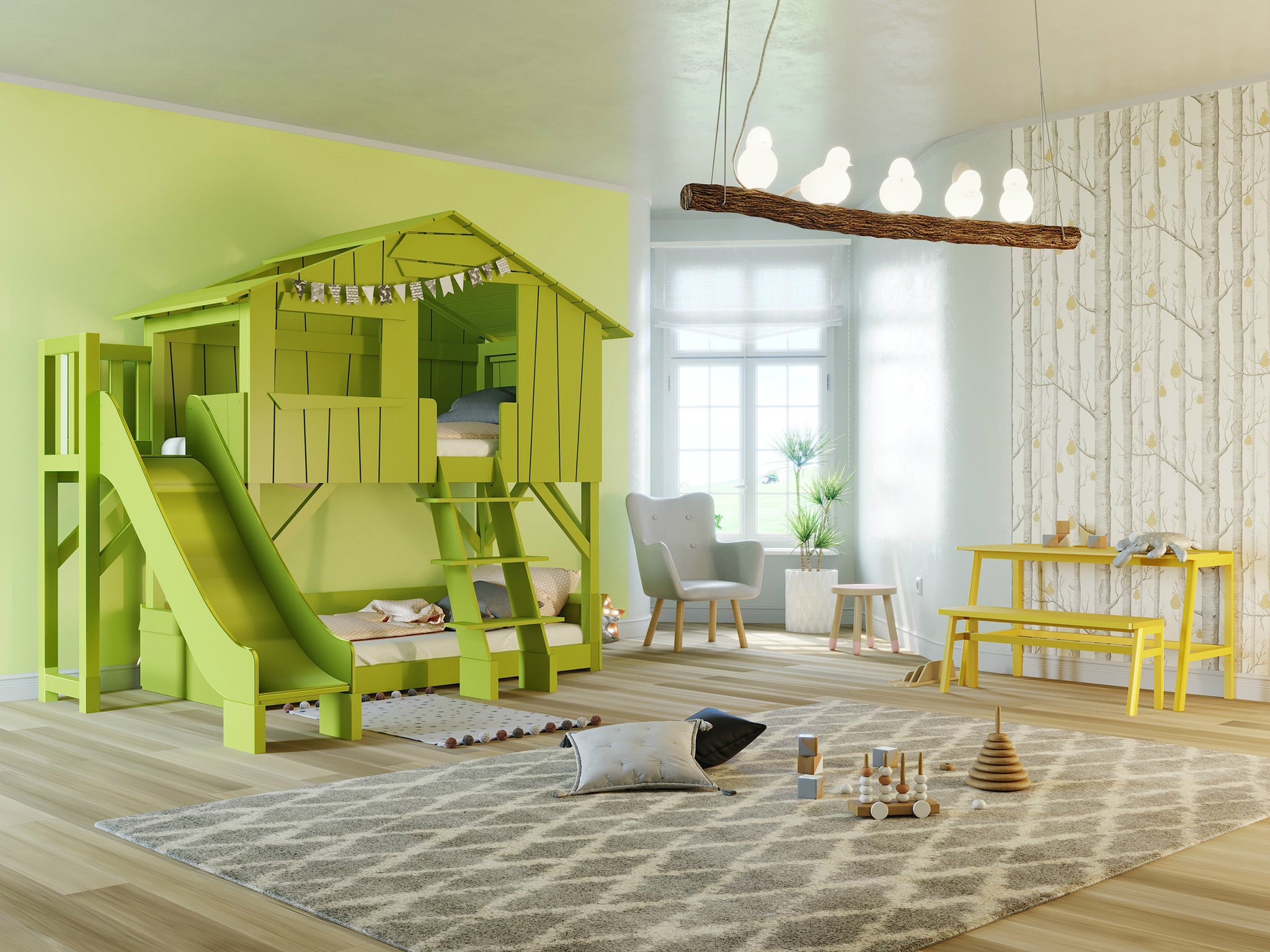 Treehouse Bunk Bed with slide  - Mathy By Bols