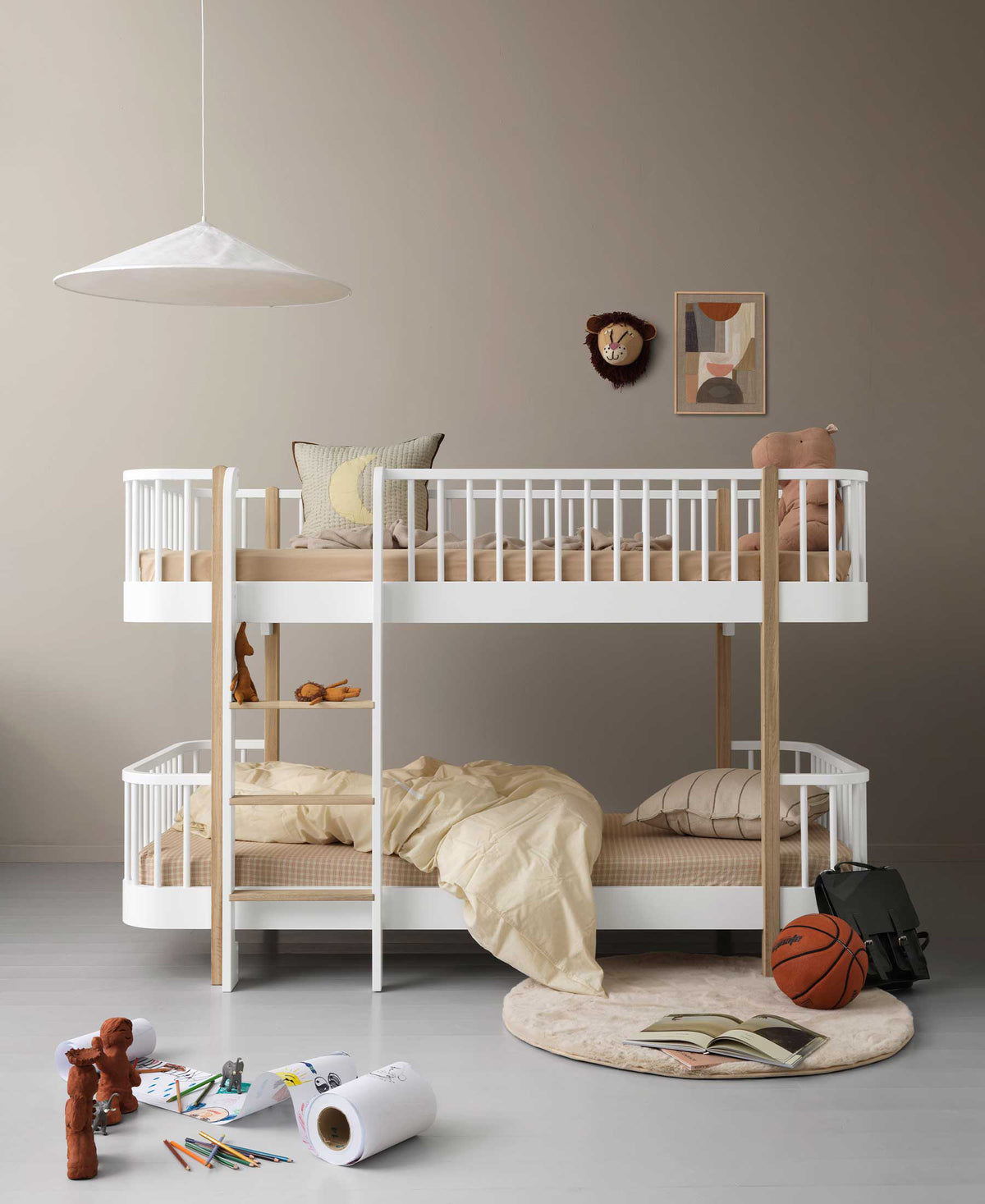 Wood Original Low Bunk Bed White/Oak - Oliver Furniture