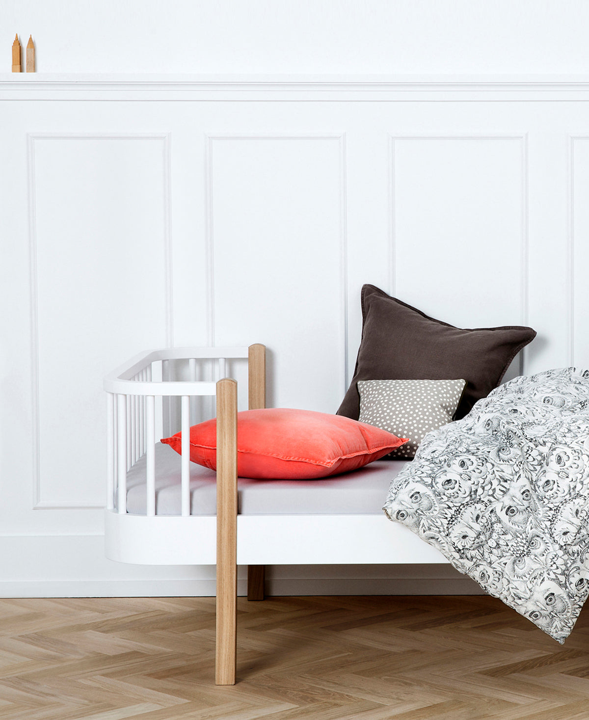 Wood Original Single Bed White/Oak - Oliver Furniture