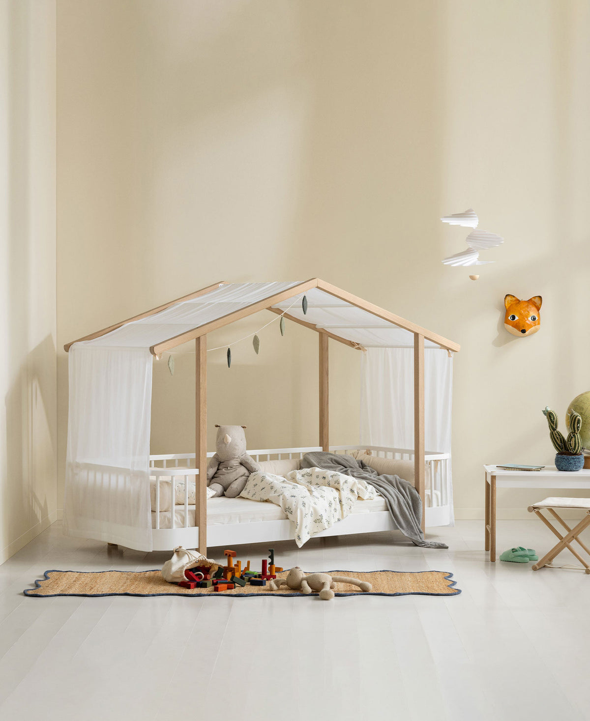 Wood Original Single House Bed White/Oak - Oliver Furniture