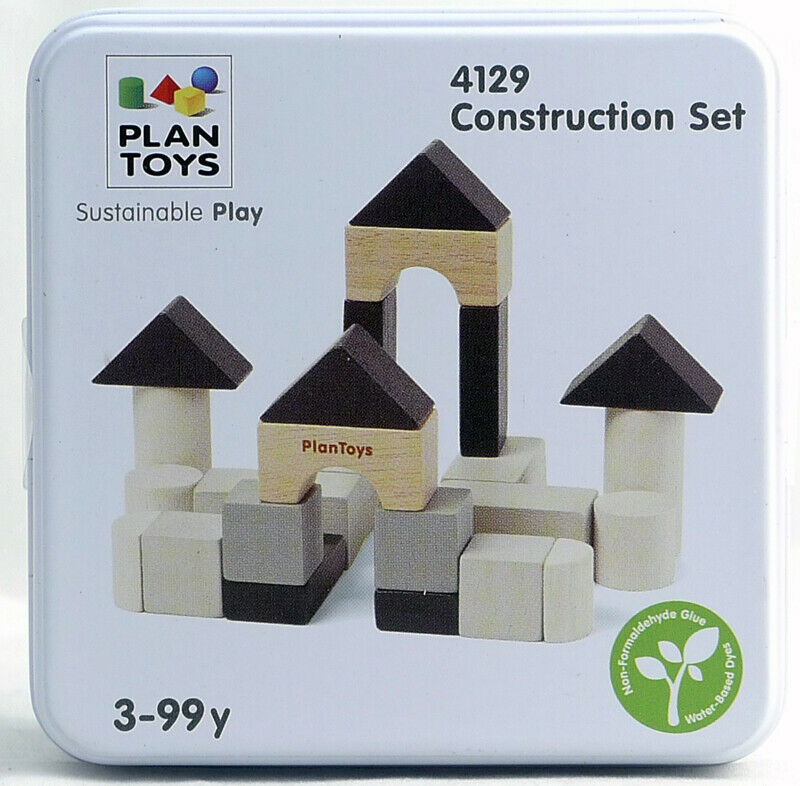 Mini 23 Piece Construction Set Grey Tones - Plan Toys