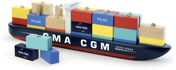 Wooden Cargo Container Ship Jacques Saade - Vilac