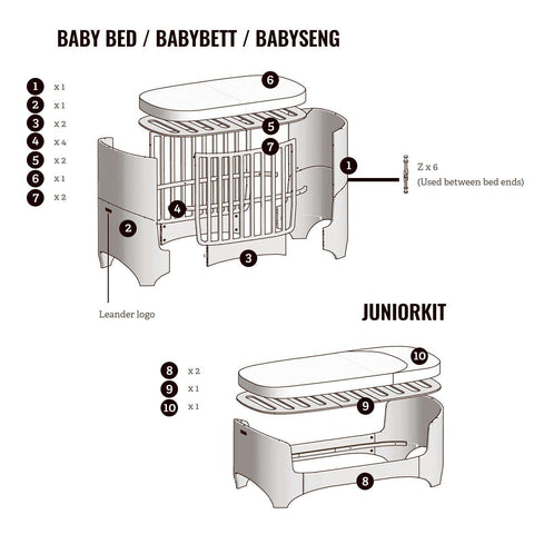 Leander Classic Baby Cot Mounting Rails 4 pcs (#4) Baby & Toddler